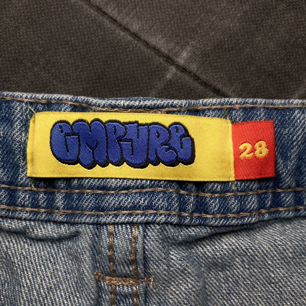 Empyre Jean Shorts Mens XS Size 28 Flip Phone Denim Blue Baggy Y2K Skater Jorts - Picture 8 of 9